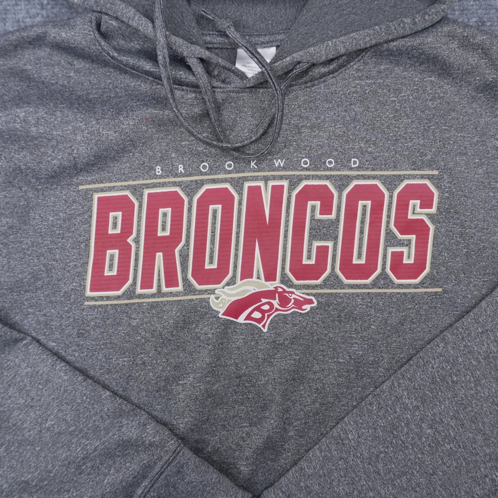 Brookwood Broncos Hoodie Mens Large Gray Pullover Graphic Sweatshirt RN 115104